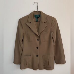 Lauren Ralph Lauren Tan Wool Safari Blazer - Womens 4